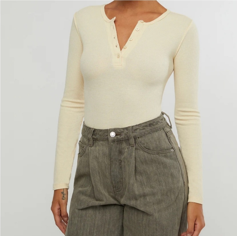 WeWoreWhat Henley Bodysuit